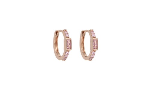 Orecchini Cerchio Argento Placcato Oro Rosa Con Pietre Rosa Cuori Milano 24891783